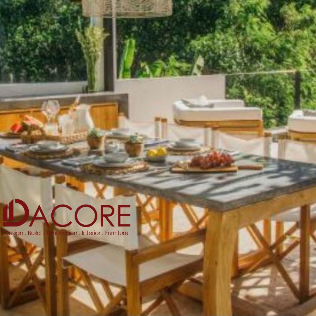 Desain Interior Ruang Makan Dekat Taman