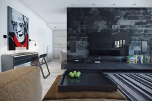 Desain Ruang Keluarga dengan Batu Alam